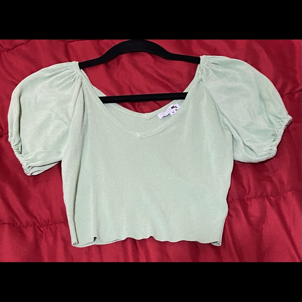 Green mint crop top